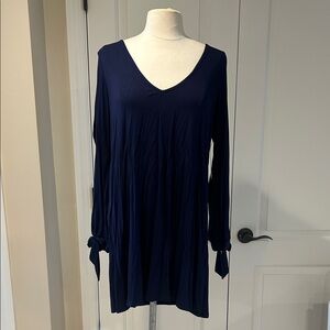 New Lulus Navy V-Neck Long Sleeve Dress